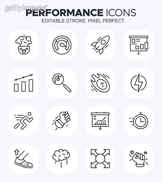 Performance Icons - Productivity, Success, and Goal Tracking Symbols ...