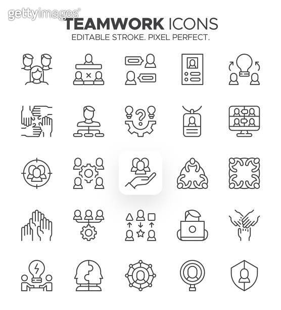 Teamwork Icon Set - Collaboration, Partnership and Unity Symbols 이미지 ...