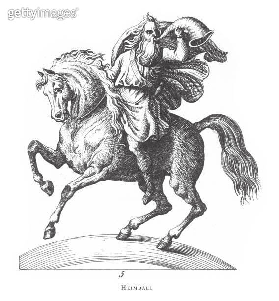 Heimdall: Figures and Scenes of Norse and Germanic Mythology, Engraving ...