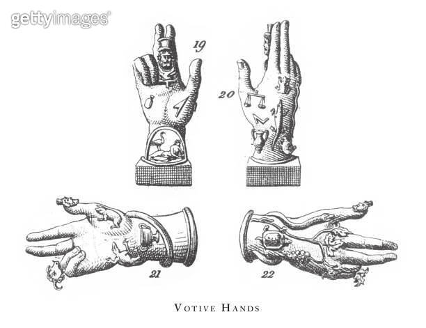 Votive Hands; Religious and Mythological Figures of Egypt Engraving ...