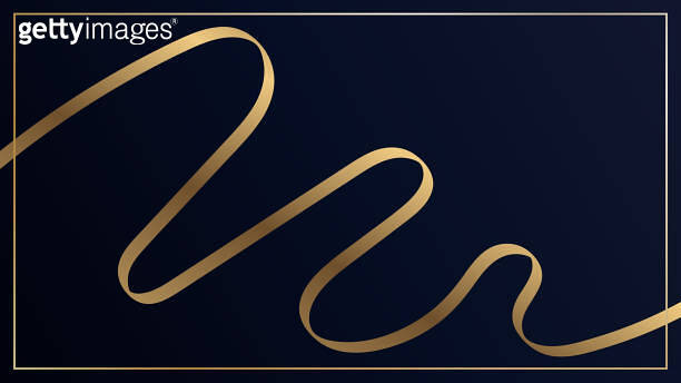 Abstract 3D luxury golden wave form ribbon lines elements with glowing ...
