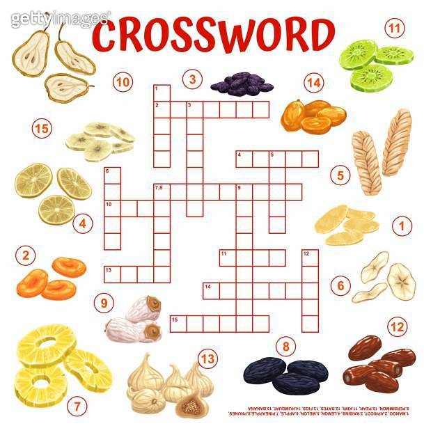 Dried fruits and snacks crossword grid puzzle game 이미지 (1478094558