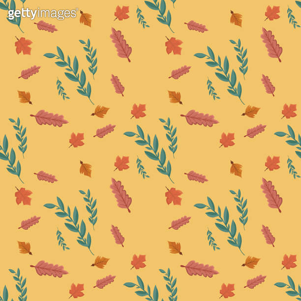 Fall Fill Pattern Seamless pattern Autumn leaf border. Gift wrap and scrapbook. Vector ...