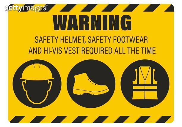 Printable yellow sticker label safety warning sign always wear ...