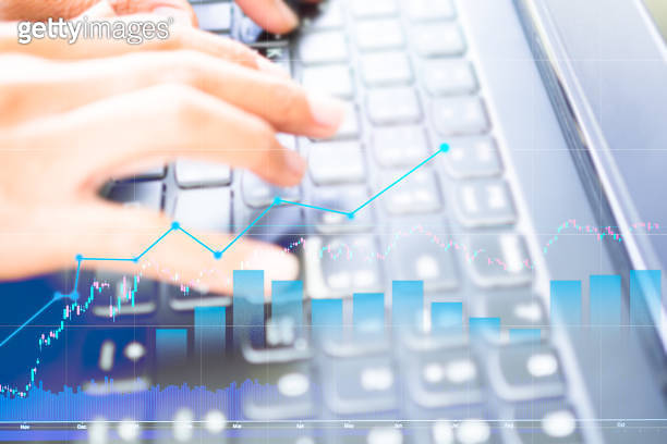 Keyboard Graph Finger Typing Keyboard with Growth Cancle Stick Graph Chart Trade Forex ...