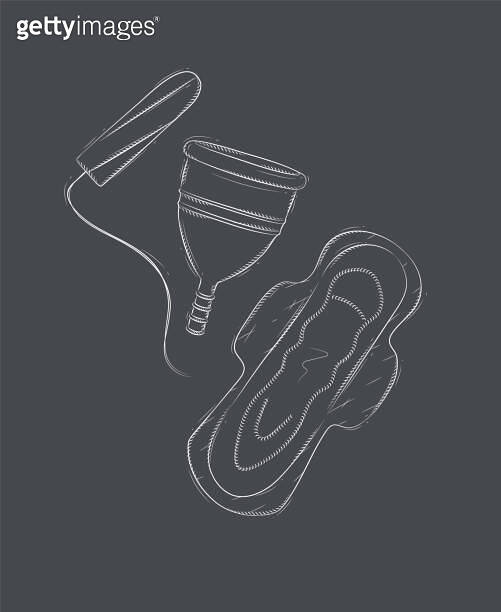 Composition of tampon, women sanitary pad and menstrual cup black 이미지