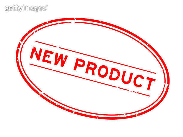 Grunge red new product word oval rubber seal stamp on white background ...