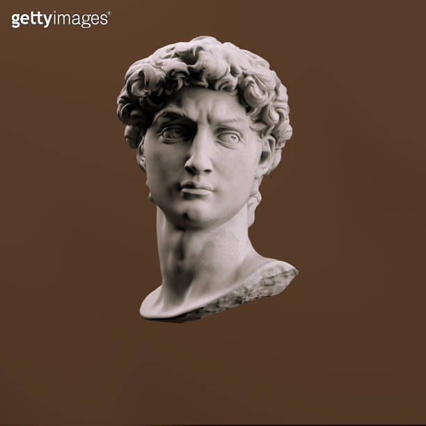 Head of statue, David sculpture bust, 3d rendering 이미지 (1813258245