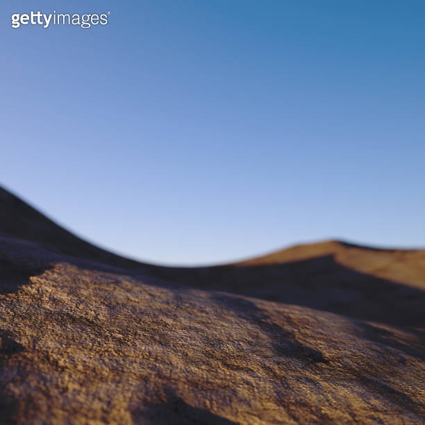 Empty Ground and sky background, dune landscape, arid soil, 3d ...