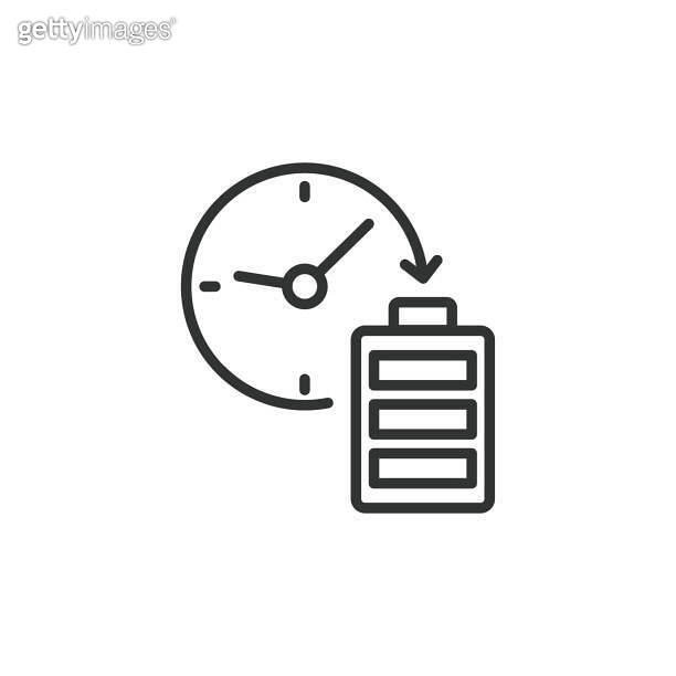 Full charging time line icon. Charge, Recharging, Charging, Battery, Energy. Vector illustration
