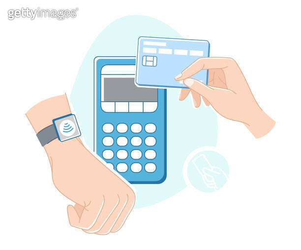 Contactless Payment with Hand Paying with Plastic Card Vector ...