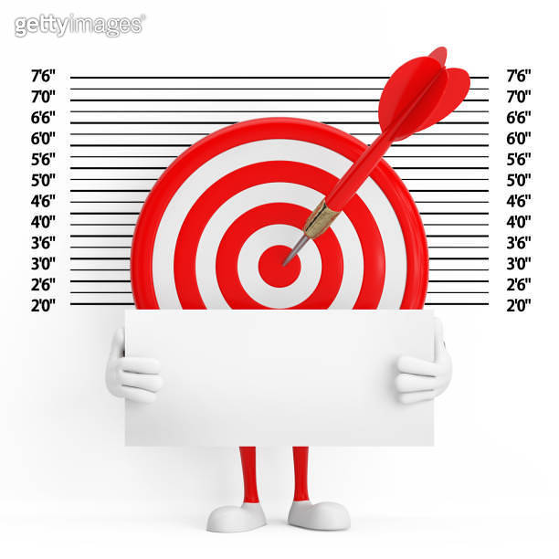 Red Target Character Archery Target and Dart in Center Cartoon Person Character Mascot with ...