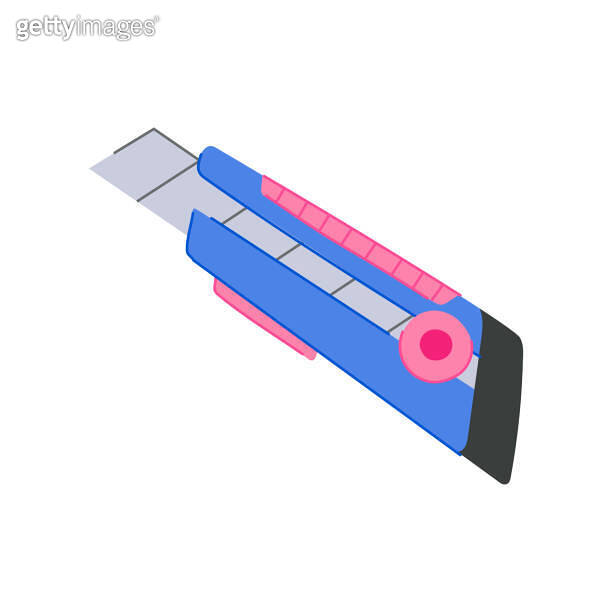 utility cutter knife cartoon vector illustration (1485644746) - 게티이미지뱅크