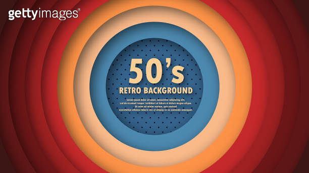 Abstract 1950's colorful background with circles element and retro ...