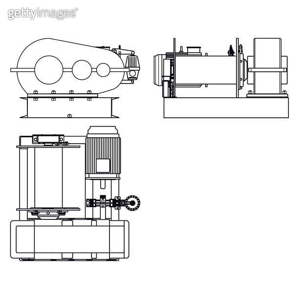 Electric winch, Drawing. Vector graphics. 이미지 (1479357646) - 게티이미지뱅크