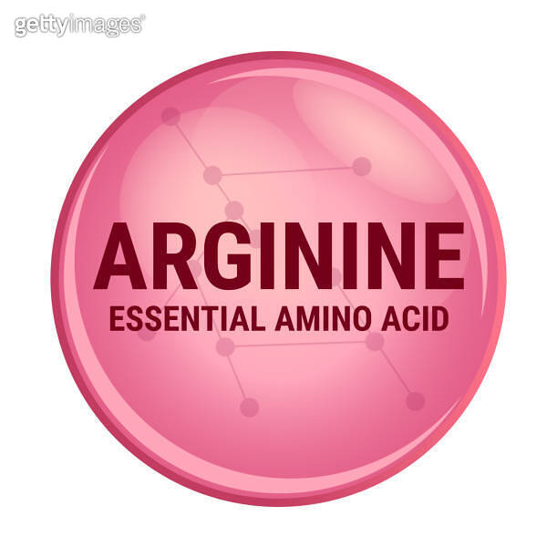 Vector icon of arginine. Essential amino acid with the abbreviation Arg