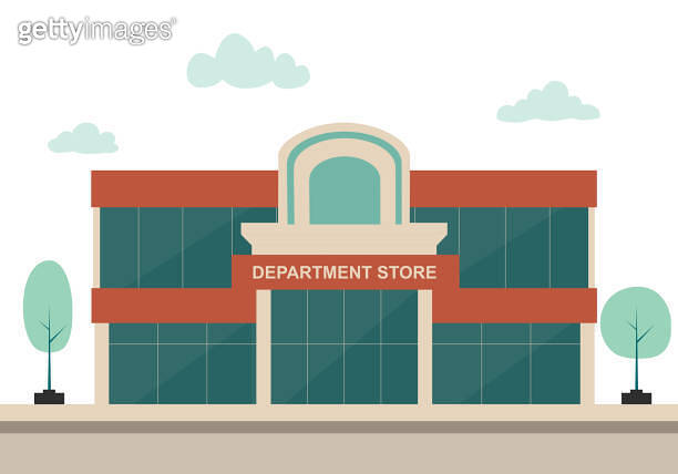 Department store exterior in flat design on white background. 이미지 ...
