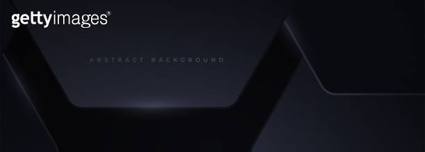 Black 3D vector hexagonal technology wide abstract background. Abstract ...
