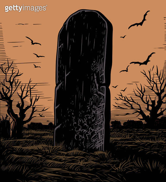 Tombstone at Night Colored 이미지 (1655191477) 게티이미지뱅크