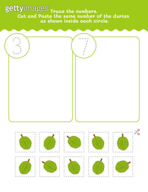 Three And Seven Counting And Tracing Number Worksheet. Cut And Paste ...