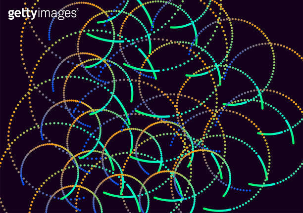 abstract neon particle flowing dynamic dots technology pattern ...