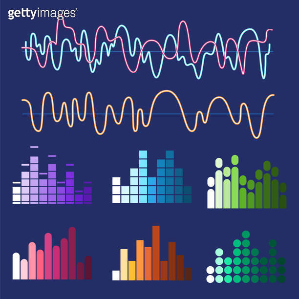 music waves colorful graphic equalizer music audio wavelength ...