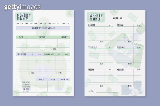 A set of Monthly and Weekly budget planner. Cute finance planner ...