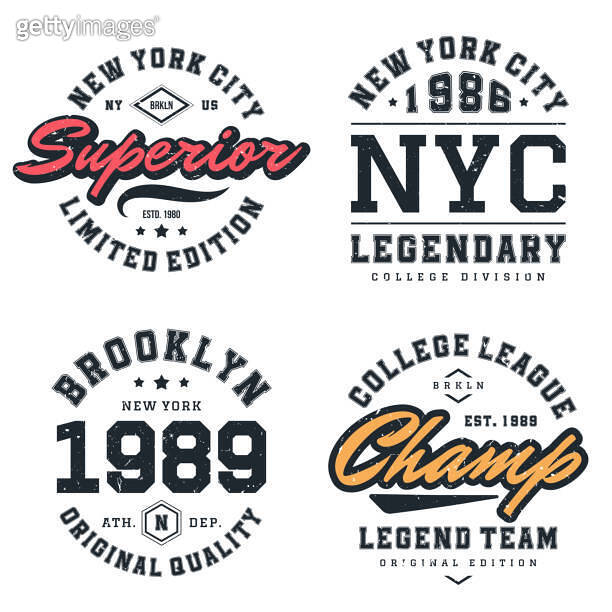 New York, Brooklyn tshirt design collection. Tshirt print design in