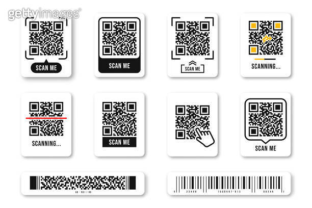 QR code, Quick Response code. QR code templates frames. Scan me ...