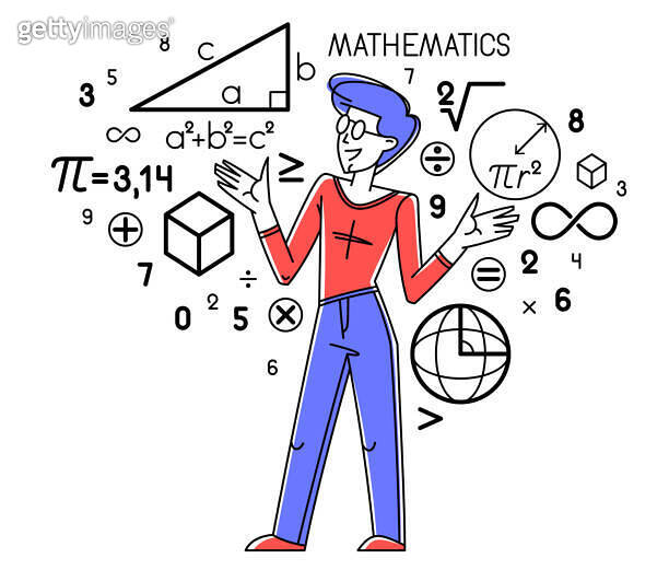 Mathematics education vector with student learning math or teacher ...