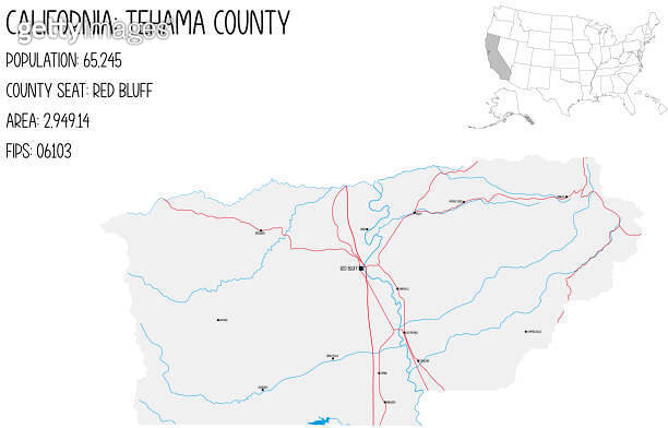 Large and detailed map of Tehama County in California, USA. (1766895793 ...