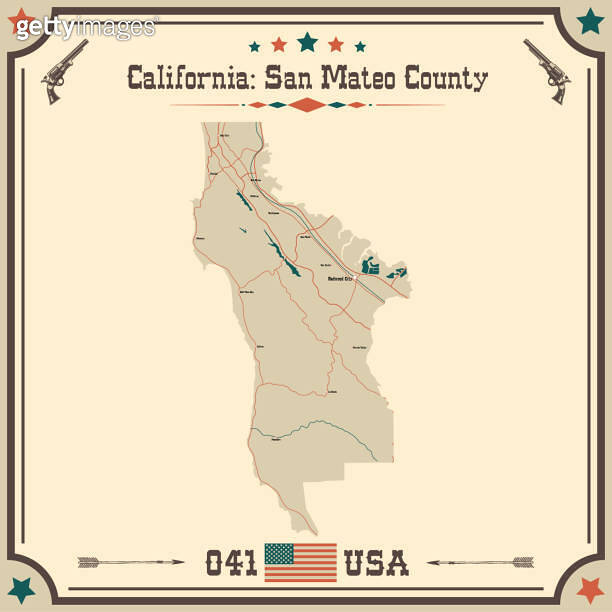 Large and accurate map of San Mateo County, California, USA with