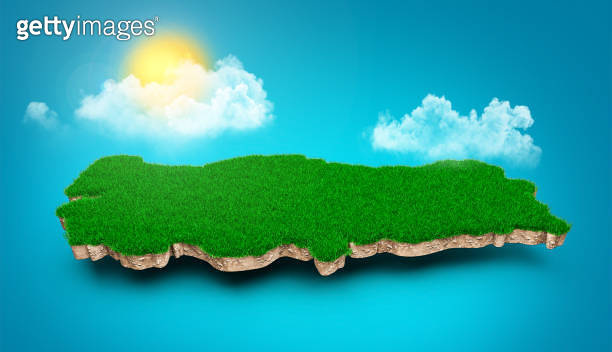 Turkey Map Soil Land Geology Cross Section With Green Grass And Rock ...