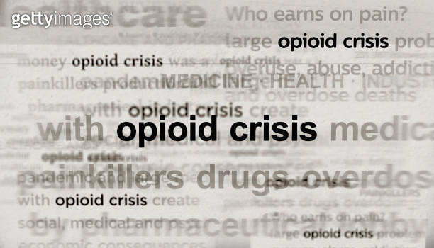 Opioid crisis painkiller epidemic headline titles media 3d illustration ...