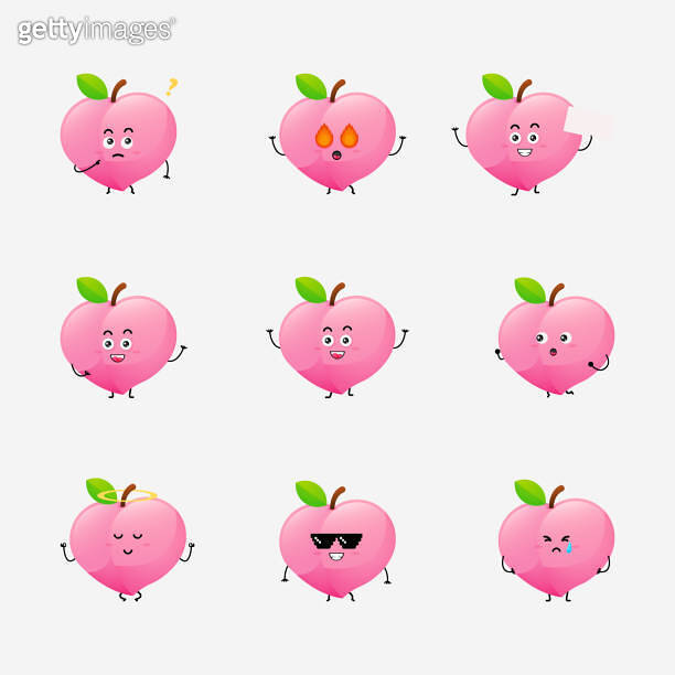 Cute peach character vector illustration 이미지 (1814702085) 게티이미지뱅크