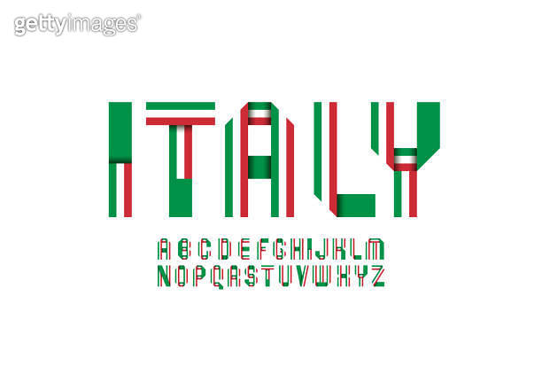 Font alphabet made in Italian style, letters folded from colored paper ...