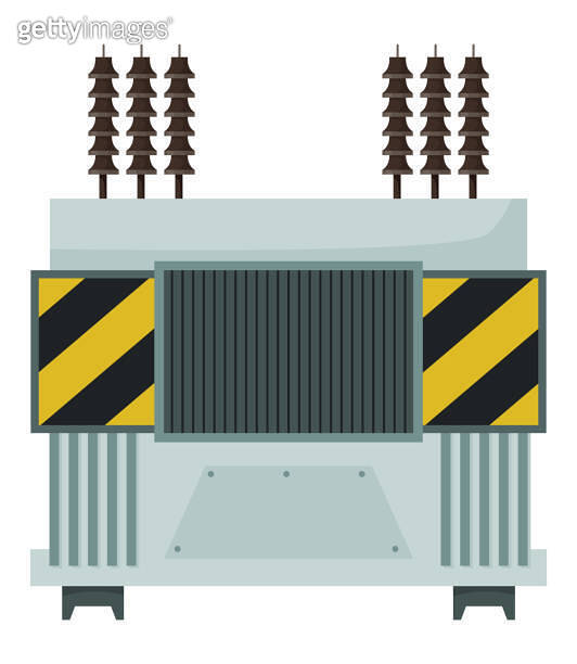 High voltage electrical transformer and isolator. Energy substation ...