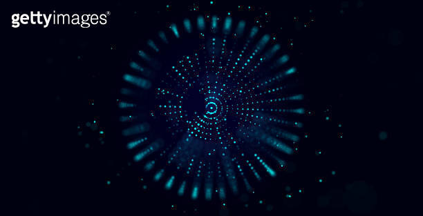 Background matrix code. Drawing of moving particles. Data exchange. 3D ...
