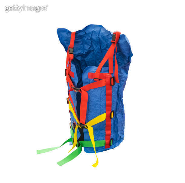 nylon bags hold various tools inside a compartment isolated on white