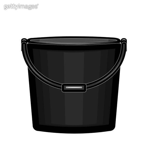 Bucket icon isolated on white background. Plastic empty bucket for