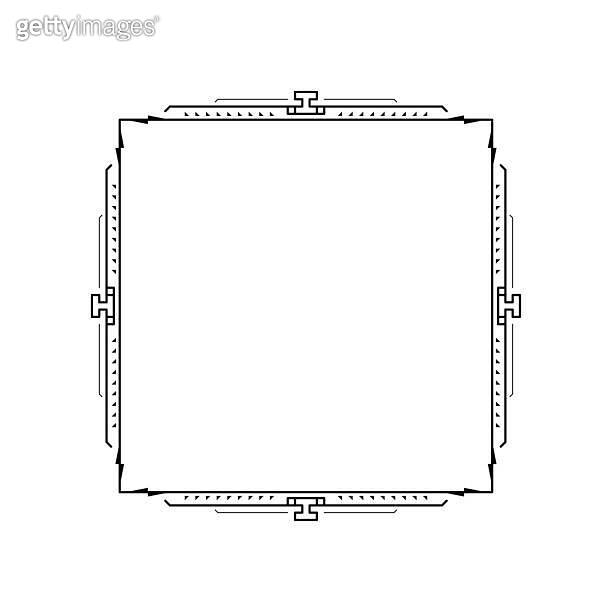 Abstract Black Simple Line Square With Leaf Leaves Frame Flowers Doodle ...