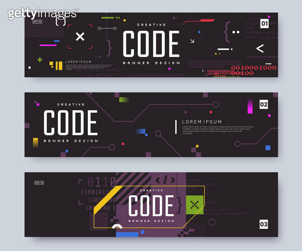 Computer programming banner design with place for text. Coding and ...