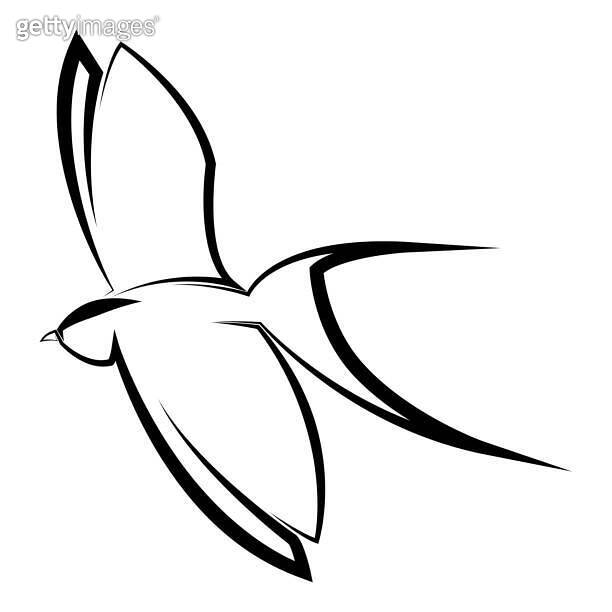 Black And White Line Art Of The Flying Swallow Good Use For Symbol 