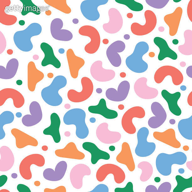 Abstract organic blob shapes seamless pattern. Whimsical arrangement of ...