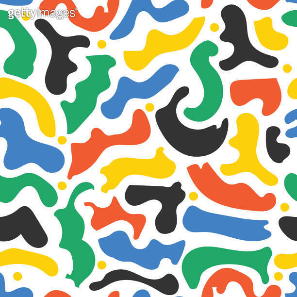 Organic blob shapes seamless pattern. Whimsical arrangement of doodle ...
