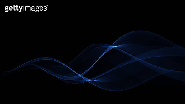 Abstract vector blue wave design element on dark background. Science or ...
