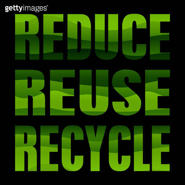 Square poster with three main words of ecology consumption - reduce ...