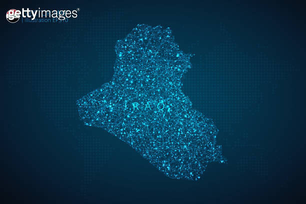Iraq Digital Pattern Business map of Iraq modern design with abstract digital technology ...