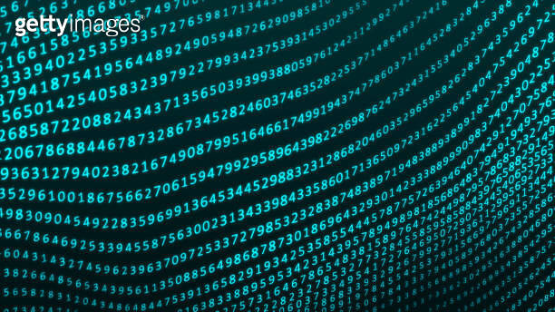 Large Numbers Visualization Digital wave with many numbers. Cyberspace background with digits set ...