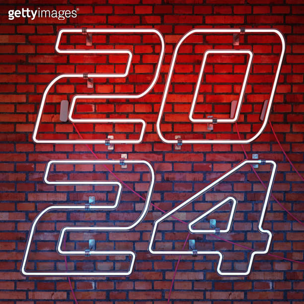 2024 Neon Sign Against Brick Wall 이미지 (1783499838) 게티이미지뱅크